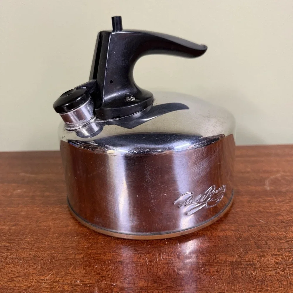 Revere Ware Small Copper Bottom 1 QT Quart Whistling Tea Kettle Pot Paul Revere